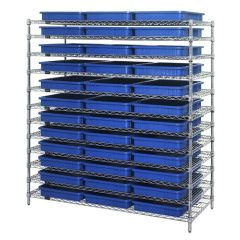 Wire Shelving System with 12 Shelves, 24" x 60" x 63"
