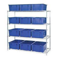 Wire Shelving System with 4 Shelves, 24" x 66" x 63"