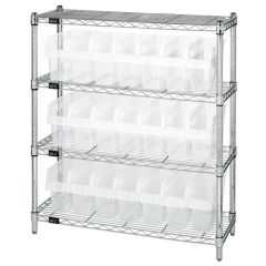 Wire Shelving System with 4 Shelves, 12" x 36" x 39"