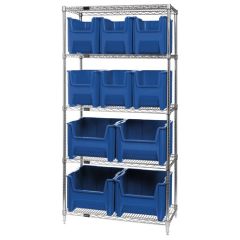 Wire Shelving System with 5 Shelves, 18" x 36" x 74"