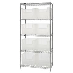 Wire Shelving System with 5 Shelves, 18" x 36" x 74"