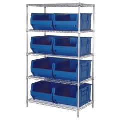 Wire Shelving System with 5 Shelves, 24" x 42" x 74"