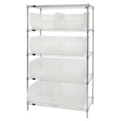 Wire Shelving System with 5 Shelves, 24" x 42" x 74"