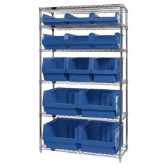 Wire Shelving System with 6 Shelves, 18" x 42" x 74"