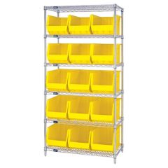 Wire Shelving System with 6 Shelves, 18" x 36" x 74"