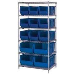 Wire Shelving System with 6 Shelves, 24" x 36" x 74"