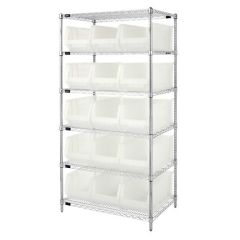 Wire Shelving System with 6 Shelves, 24" x 36" x 74"
