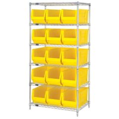 Wire Shelving System with 6 Shelves, 30" x 36" x 74"