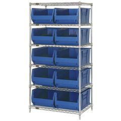 Wire Shelving System with 6 Shelves, 30" x 36" x 74"