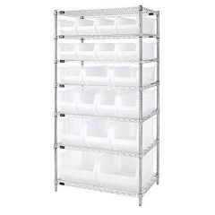 Wire Shelving System with 7 Shelves, 24" x 36" x 74"