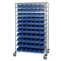 High-Density Wire Shelving System with 12 Shelves, 12" x 48" x 74"