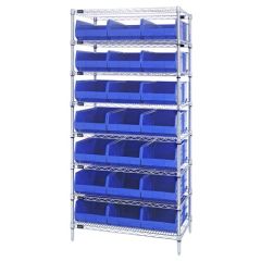 Wire Shelving System with 8 Shelves, 14" x 36" x 74"