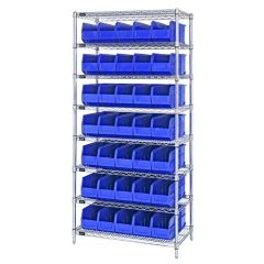 Wire Shelving System with 8 Shelves, 18" x 36" x 74"