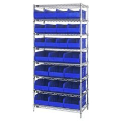 Wire Shelving System with 8 Shelves, 21" x 36" x 74"