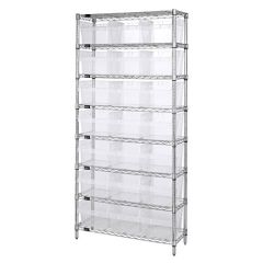 Wire Shelving System with 8 Shelves, 12" x 36" x 74"