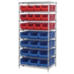 Wire Shelving System with 8 Shelves, 24" x 36" x 74"