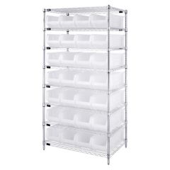 Wire Shelving System with 8 Shelves, 24" x 36" x 74"