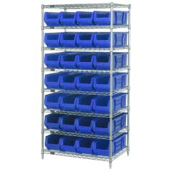 Wire Shelving System with 8 Shelves, 30" x 36" x 74"