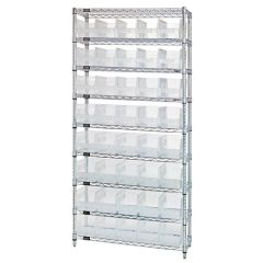 Wire Shelving System with 9 Shelves, 18" x 36" x 74"