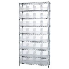 Wire Shelving System with 9 Shelves, 12" x 36" x 74"