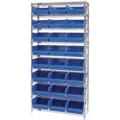 Wire Shelving System with 8 Shelves, 12" x 36" x 74"