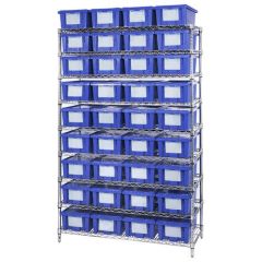 Wire Shelving System with 9 Shelves, 18" x 48" x 74"