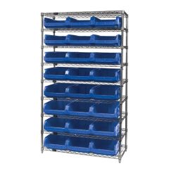 Wire Shelving System with 9 Shelves, 18" x 42" x 74"