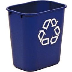 Rubbermaid 2955-73 Small Deskside Recycling Container with Symbol, Blue, 11.4" x 8.25" x 14"