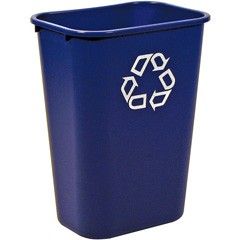 Rubbermaid 2957-73 Large Deskside Recycling Container with Symbol, Blue, 15.25" x 11" x 19.9"