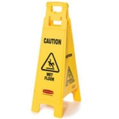 Rubbermaid 6114-77 Floor Sign with "Caution Wet Floor" Imprinted 4-Sided Floor Sign, 38" x 12"