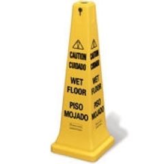 Rubbermaid 6276-77 Multi-Lingual "Caution Wet Floor" Imprinted Safety Cone, 12.25" x 12.25" x 36"