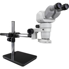 E-Series 0-45° Tilting Binocular Microscope with Boom Stand & LED Ring Light