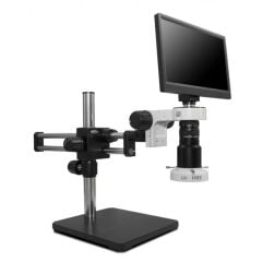 MAC3 Ergonomic Inspection System with Quad-Control LED Ring Light, Double Arm Boom Stand & 1080p Camera