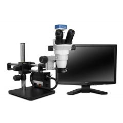 Stereo Zoom SSZ-II Trinocular Microscope with Dual Boom Stand, 1080p Camera & Annular Ring Light