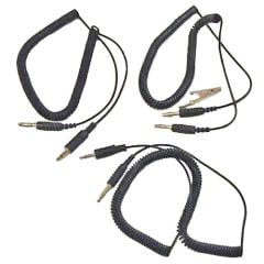 Static Solutions CC-2641 Two Wrist Strap Coil Cords, 10' (Banana Plug & 3.5mm Plug)