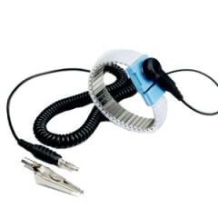 Static Solutions WS-1037 Adjustable Metal Wrist Strap with 4mm Snap, includes 10' Coil Cord