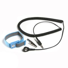 Statico S0101-06 Adjustable Wrist Strap with 4mm Snap & Alligator Clip, Blue, includes 6' Coil Cord 