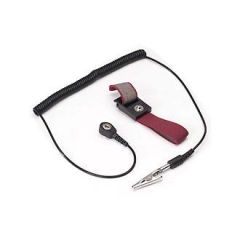 Statico S1003 Adjustable Wrist Strap with 4mm Snap & Alligator Clip, Maroon, includes 6' Coil Cord