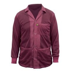 Large StaticTek Full Sleeve Snap Cuff ESD Jacket Certified Level 3 Static Shielding TT_JKC9024SPMR Anti-Static Lab Coat Light Weight ESD Smocks with High ESD Protection Maroon
