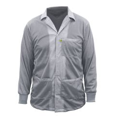 StaticTech White ESD Jacket with Lapel Collar, 3 Pockets & Anti-Static Knit Cuffs, X-Small