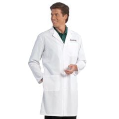 Fashion Seal® 420 Twill Knee-Length Mens' Lab Coat with 1 Inner & 2 Outer Pockets, White