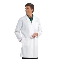 Fashion Seal® 433 Poplin Knee-Length Mens' Lab Coat with 1 Inner & 2 Outer Pockets, White