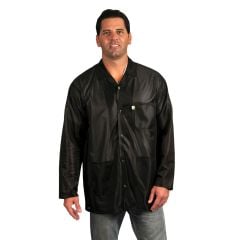 Tech Wear LOJ-93-XL OFX-100 Black Waist-Length ESD Jacket with 3 Pockets, Lapel Collar & Open Cuffs, X-Large