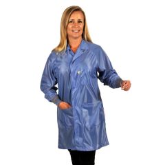 TechWear SOC-23C Light Weight OFX-100 Knee-Length ESD Jacket with 3 Pockets, Blue, 2X-Large