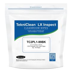 Teknipure TC2PL1-99BK TekniClean Laundered Standard Weight Polyester Inspection Wipers, Black, 9" x 9" (Case of 1,500)