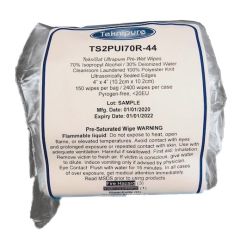 Teknipure TS2PUI70R-44 TekniSat Laundered Polyester Knit Presaturated Wipers Refill, 70% IPA, 4" x 4" (Case of 1,200)
