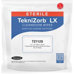 Teknipure TZ112S Sterile TekniZorb™ LX Polycellulose Nonwoven Cleanroom Wipes, 12" x 12" (Case of 1,500)