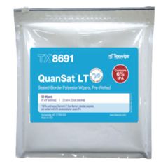Texwipe TX8691 Vectra® QuanSat® LT Low TiO2 Polyester Presaturated Wipes, 6% IPA, 9" x 9"