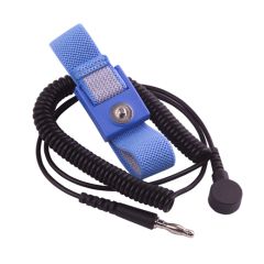 Transforming Technologies WB1643 Adjustable Fabric Wrist Strap with Curved Buckle, Blue, includes 12' Coil Cord