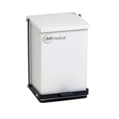 UMF Medical 1473W Step Activated Epoxy Finish Cleanroom Waste Receptacle, 16" x 11.75" x 13"